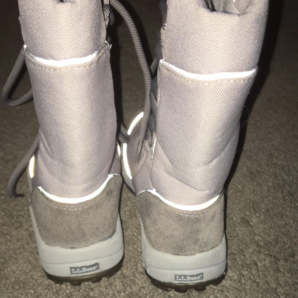 LL Bean Kids Gray Lace Up Tall Winter Boots
